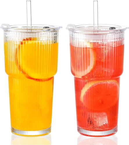 Glasbecher 600ml gerippte mit - 600ml,
