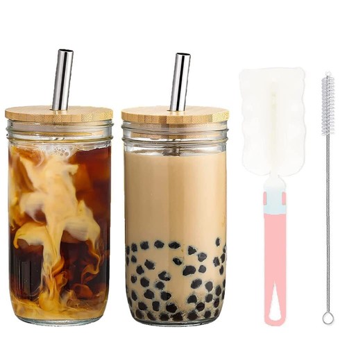 Bubble tea becher glas - 2x, mit