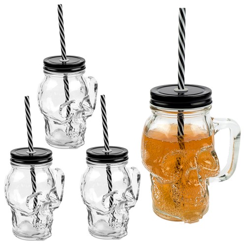 4er set totenkopf glas - 3d,